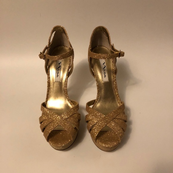 Gold Nina platform heels - Picture 2 of 4
